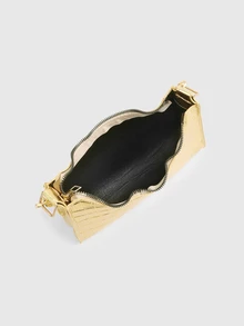 DareSee New Fashion One Shoulder Underarm PU Leather Alligator Embossed Baguette Bag - Gold - View 5