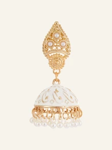 Etoivie Faux Pearl Rumbai Dekorasi Jhumka Drop Earrings - MultiWarna - View 3
