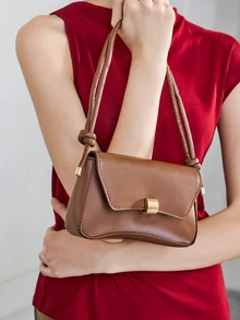 NobleVue Vintage Lightweight Business Casual Chocolate Brown Flap Bag, Retro PU Material, Suitable For Teenagers, Women, College Students, Young Professionals And Office Workers, Perfect For Office, University, Work, Business, Commuting, Outdoor Activities, Travel, Hiking And Other Occasions. - Brown - View 3