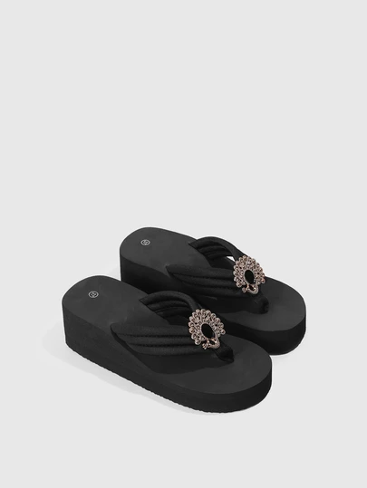 DareSee Women's Summer New Non-Slip Thick Sole Beach Sandals, Wedge High Heel Flip Flops, Ideal For Outdoor, Beach, Wedding