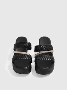 DareSee Giày sandal đế xuồng cao cổ chống thấm nước kiểu retro dành cho nữ, thích hợp cho trang phục mùa xuân hè. - màu đen - Xem 2