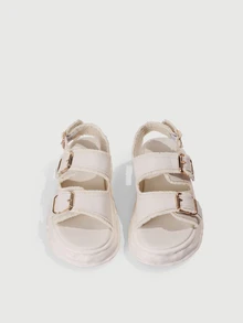 DareSee Women Buckle Decor Flatform Slingback Sandals,Spring Summer Outfits Halloween - Beige - View 2