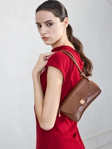 NobleVue Vintage Lightweight Business Casual Chocolate Brown Flap Bag, Retro PU Material, Suitable For Teenagers, Women, College Students, Young Professionals And Office Workers, Perfect For Office, University, Work, Business, Commuting, Outdoor Activities, Travel, Hiking And Other Occasions. - Brown - View 1