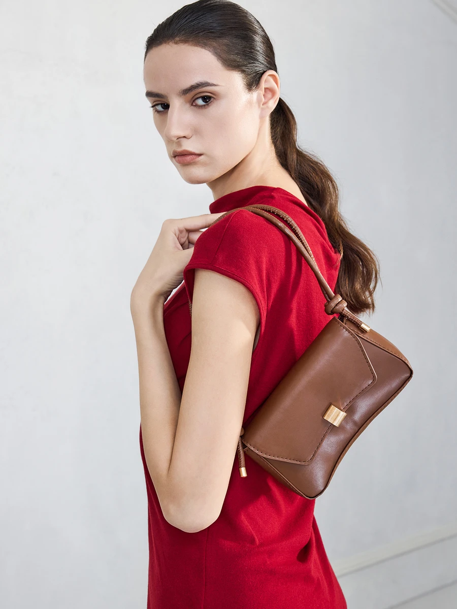 NobleVue Vintage Lightweight Business Casual Chocolate Brown Flap Bag, Retro PU Material, Suitable For Teenagers, Women, College Students, Young Professionals And Office Workers, Perfect For Office, University, Work, Business, Commuting, Outdoor Activities, Travel, Hiking And Other Occasions. - Brown - View 1