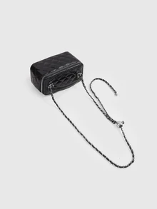 DareSee 1pc Fashion PU Quilted Diamond Stitch Zipper Clutch Bag, Versatile Ladies Handbag With Detachable Shoulder Chain Back To School - Black - View 5