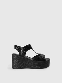 DareSee Giày sandal đế xuồng buộc dây màu đen thời trang nữ, phù hợp với trang phục mùa xuân hè. - màu đen - Xem 4