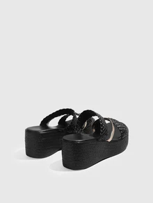 DareSee Giày sandal đế xuồng cao cổ chống thấm nước kiểu retro dành cho nữ, thích hợp cho trang phục mùa xuân hè. - màu đen - Xem 3