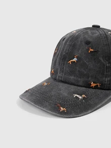 DareSee 1 pieza Gorra de béisbol con bordado de gráfico de cachorro, estilo lavado unisex, gorra de sol retro de moda, gorra ajustable para exteriores, corona suave Y2K con visera curva para Halloween - Multicolor - Ver 4