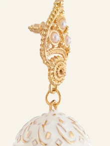 Etoivie Faux Pearl Rumbai Dekorasi Jhumka Drop Earrings - MultiWarna - View 5