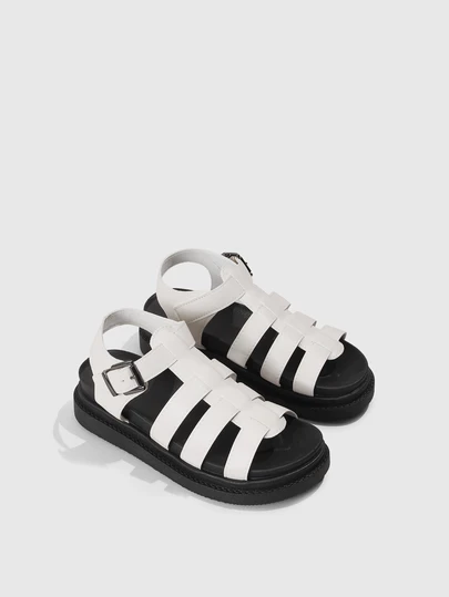 DareSee Women's Flat Sandals, New Summer Thick Sole White Sandals, Roman Style Sandals, Non-Slip, Versatile, Fashionable, Casual Beach Sandals