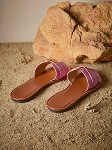 Tropiscape New Spring/Summer Fashion H-Shaped Slippers Women, Casual Open-Toe Slides, Comfortable Slip-On Sandals, Black/Beige/Brown, Flat, Embossed, Blogger Recommended, Desert Keys, French High-End, Rhinestone Thick-Sole Sandals, Beach Shoes, New Fairy-Style Strap Sandals, Low-Heel Round-Toe Indoor/Outdoor Slippers, Crocodile Print Versatile Flat Slides For Summer Cottagecore,SummerOutfit - Pink - View 2