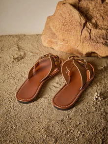 Tropiscape Casual Flat Slippers For Women, Woven Roman Sandals For Spring/Summer, Open Toe, Suitable To Wear With Dresses, Suitable For Beach, Home, Apartment, Brown Color Cottagecore,SummerOutfit - View 3