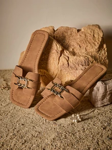 Tropiscape Women's Fashion Casual Strap Slide Sandals, Comfortable Flat Slip-On Beach Slippers For Summer Cottagecore,SummerOutfit - View 1
