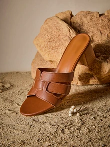 Tropiscape Women's Comfortable Must-Have Slip-On High Heel Sandals, Suitable For New Year Holidays, Summer Beach, And Spring Cottagecore,SummerOutfit - Rust Brown - View 5