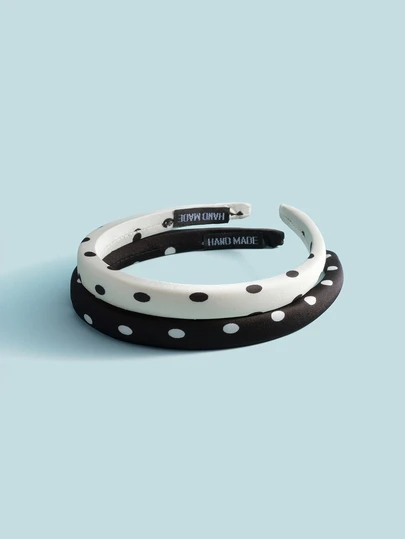Trivaya Black Polka Dot Fabric Headband, Minimalist Simple Slip-Resistant Hairband For Outdoor Wear Hair Hoop