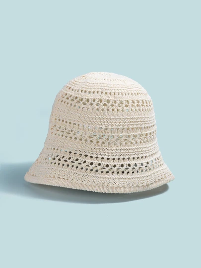 Trivaya 1pc 2025 New Summer Hollow Out Bucket Hat, Women's Breathable Sun Hat, Thin Sunshade Hat, Hollow Bucket Hat, Fashionable Bucket Hat, Available In 4 Colors