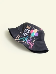 Trivaya 1pc Adult Birthday Party Themed Printed Bucket Hat, Funny Party Costume Hat For Men And Women, Suitable For Family, Friends, Partner Birthday Party Decoration And Birthday Gift - Black - View 3