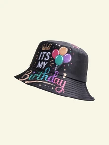Trivaya 1pc Adult Birthday Party Themed Printed Bucket Hat, Funny Party Costume Hat For Men And Women, Suitable For Family, Friends, Partner Birthday Party Decoration And Birthday Gift - Black - View 4