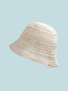 Trivaya 1pc 2025 New Summer Hollow Out Bucket Hat, Women's Breathable Sun Hat, Thin Sunshade Hat, Hollow Bucket Hat, Fashionable Bucket Hat, Available In 4 Colors - Multicolor - View 3