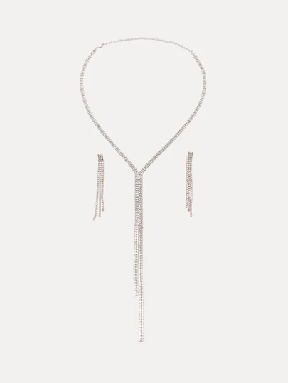 TuEzra Luxury Versatile Long Clavicle Chain Rhinestone Necklace, Delicate High-End Sweater Chain,
