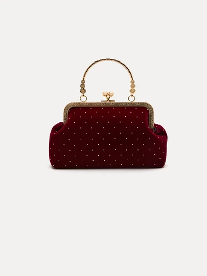 TuEzra 1pc Burgundy Asymmetrical Shape Evening Bag, Women Handbag With Shoulder Strap, Autumn Winter New, Party Bag Perfect For Party Wedding Prom Dinner/Banquet Matching With Holiday Party Dress Evening Dress & Sequin Dress, Essential Wedding Items,Perfectly Matching With Graduation Dress, Prom Dresses