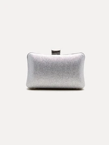 TuEzra Women's Fashion Sparkling Rhinestone Box Style Evening Bag, Sunflower Crystal Rhinestone Formal Dress Clutch Bag For Romantic Wedding, Bride Purse, Formal Party, Prom, Dates, Glamorous Rhinestone Bag - Silver - View 3