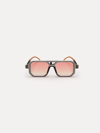 TuEzra 1 Pair Women's Simple Elegant Double Bridge Square Frame Fashion Decorative Sunglasses For Summer Beach Vacation,Outdoor,Travel Shade Going Out Outfit Outdoor Beach Seaside Vacation And Gift For Family And Friends