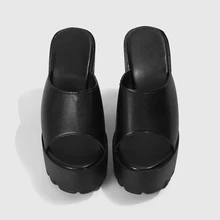 DareSee 12cm 超高跟粗底綁帶派對涼鞋，防水厚底夏季戶外穿著返校款 - 黑色 - 查看 2