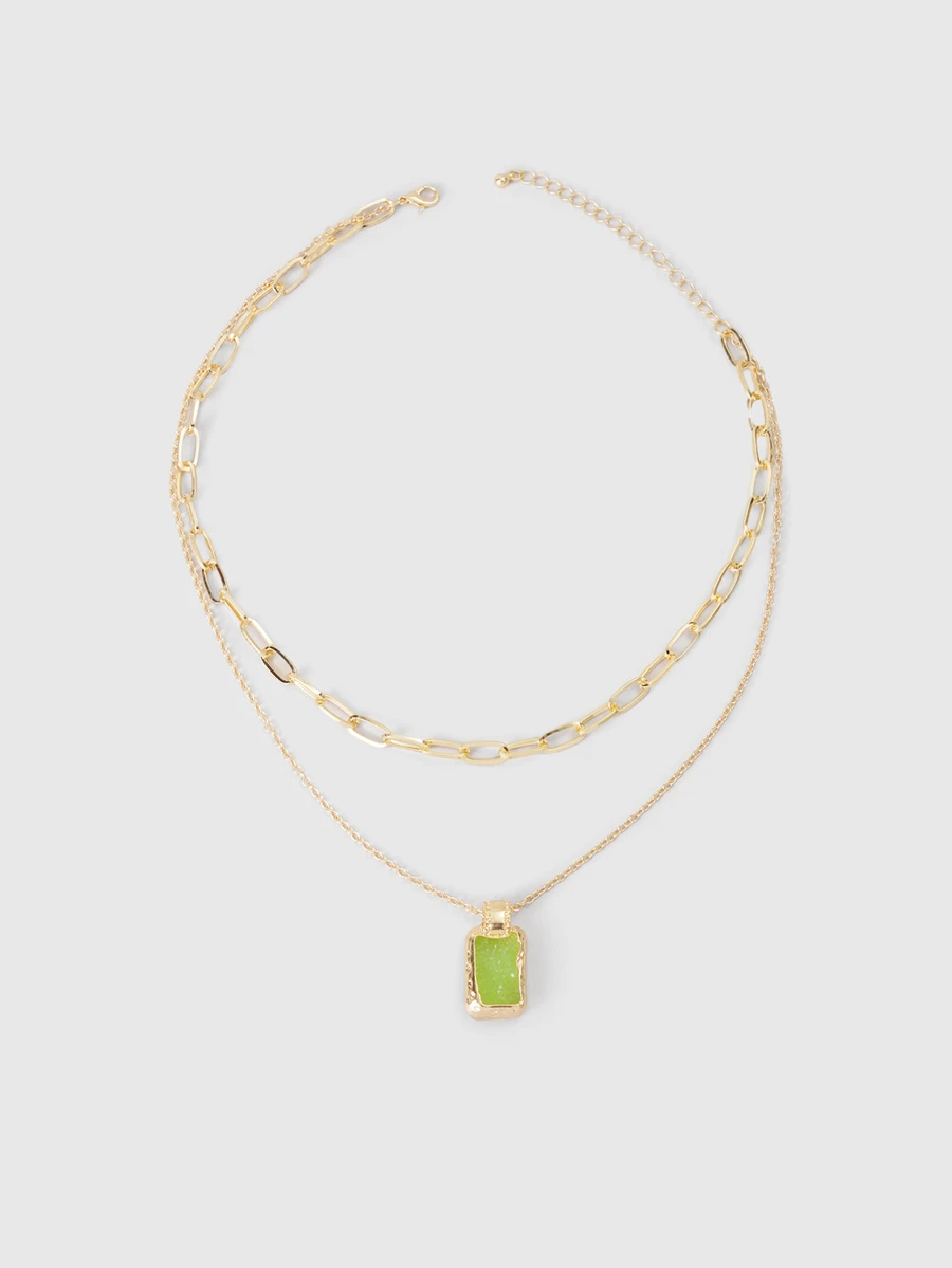 DareSee Collar a capas con diseño geométrico - Verde - Ver 1