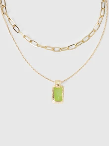 DareSee Collar a capas con diseño geométrico - Verde - Ver 2