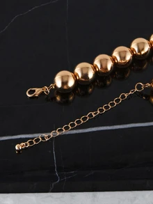 CHICVUE 1pc Punk Style Exaggerated Geometric Beaded Choker Necklace For Women - Gold Punk Beaded Necklace - View 5