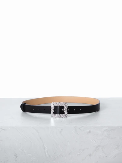 CHICVUE 1 chiếc thắt lưng thời trang đính đá Rhinestone trang trí cho nữ có khóa vuông bằng kim loại, phù hợp với quần jean