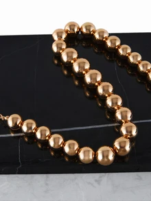 CHICVUE 1pc Punk Style Exaggerated Geometric Beaded Choker Necklace For Women - Gold Punk Beaded Necklace - View 6
