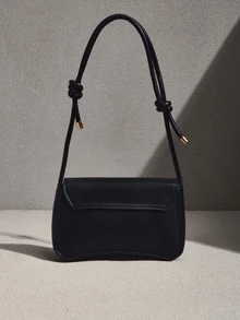 NobleVue Fashionable Solid Color Asymmetric Flap Adjustable Shoulder Bag, Suitable For Shopping, Wallet Carrying, Young Women, College Students, Newlyweds, White-Collar, Etc. Also Suitable For Office, University, Work, Business, Commuting, Outdoor, Travel And Outing Occasions. - Black - View 4