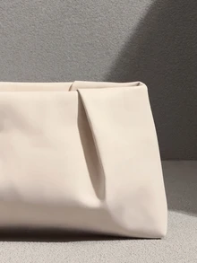 NobleVue Nuevo diseño nicho bolso de sobre de unicolor de moda, bolso de mano retro de mujer - Blanco - Ver 5