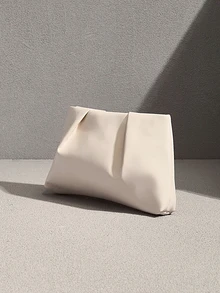 NobleVue Nuevo diseño nicho bolso de sobre de unicolor de moda, bolso de mano retro de mujer - Blanco - Ver 4