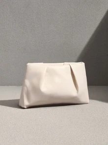 NobleVue Nuevo diseño nicho bolso de sobre de unicolor de moda, bolso de mano retro de mujer - Blanco - Ver 3