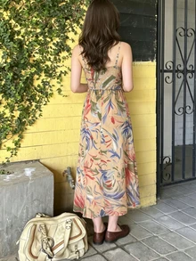 Áo hai dây nữ màu nâu trơn viền ren, kiểu dáng nghỉ hè, dây mảnh, chất liệu polyester, dài vừa phải, thích hợp cho các buổi đi chơi thường ngày và dự tiệc. - Nhiều màu - Xem 2