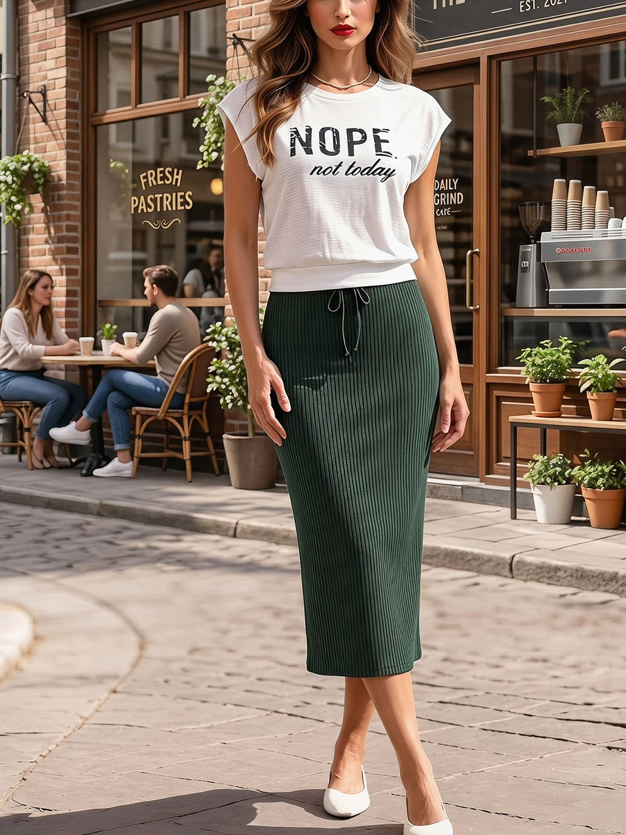 Bộ 2 món đồ thể thao và thường ngày dành cho nữ, thích hợp để chạy bộ, đạp xe, chạy chậm, chơi bóng rổ, váy xếp ly, thích hợp cho mùa hè. - màu xanh lá - Xem 1