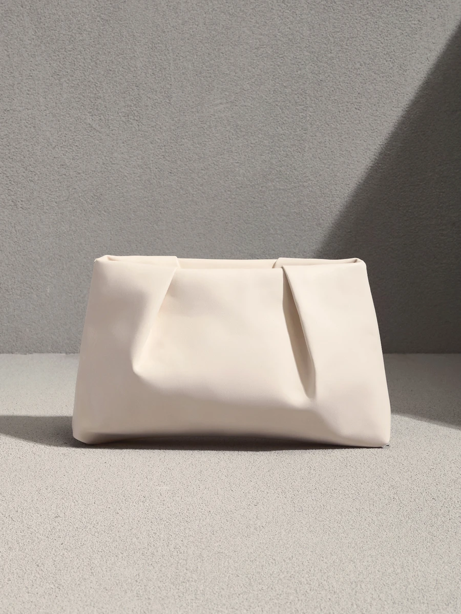 NobleVue Nuevo diseño nicho bolso de sobre de unicolor de moda, bolso de mano retro de mujer - Blanco - Ver 1