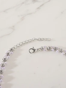 Clariva 1 chiếc vòng cổ choker ngọc trai giả dành cho nữ - Bạc - Xem 3
