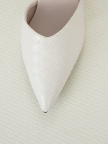 Clariva Sandal cao gót hở gót màu be kẻ caro, thời trang và đa năng, mũi nhọn, phù hợp cho mùa xuân và mùa hè. - Màu be - Xem 4