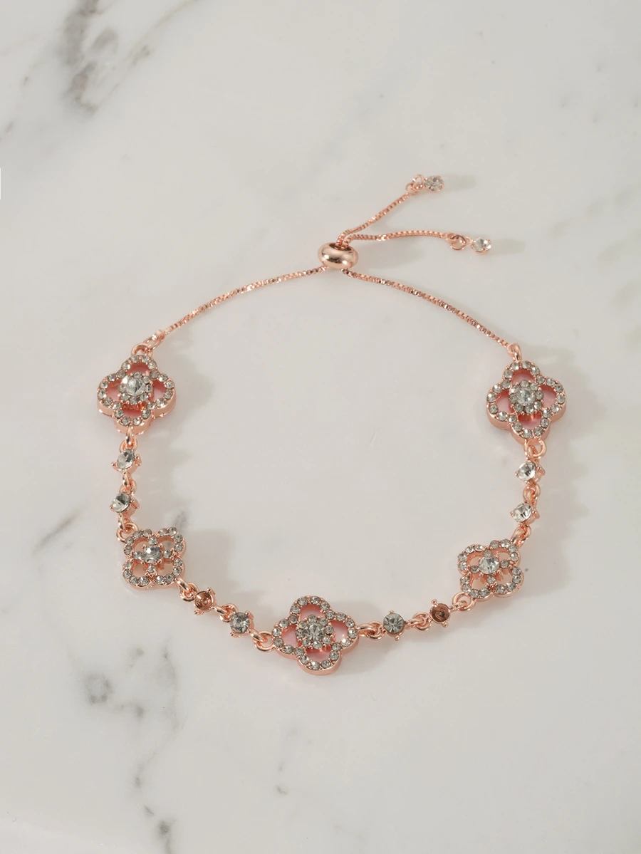 Clariva 1件装不锈钢时尚高端闪亮手链,优雅别致的设计,百搭简约,品质上乘,可彰显个性,是馈赠女性的理想之选。 - 抽拉四葉草手鍊 - 查看 1