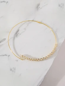 Clariva 1pc Minimalist Leaf Collar Necklace With Zirconia Stone, Versatile Floral Pendant Necklace For Women - View 1