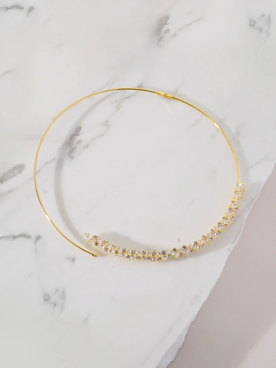Clariva 1pc Minimalist Leaf Collar Necklace With Zirconia Stone, Versatile Floral Pendant Necklace For Women - View 1