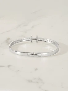 Clariva 1 Peça Pulseira de Fivela com Letra H de Luxo, Zircônia Micro-Incrustada, Elegante e da Moda, Adequada para Banquetes, Festivais e Presentes - Branco - Visão 3