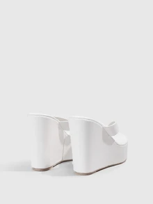 DareSee Women's Thick Sole Wedge Heel Strap Sandals, Plus Size, Beach Outdoor Wear Halloween - White - View 5