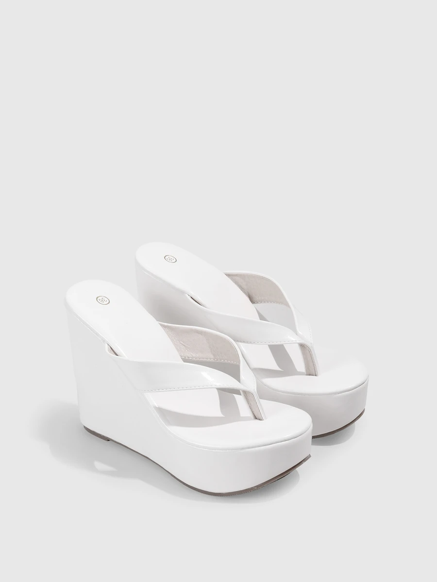 DareSee Women's Thick Sole Wedge Heel Strap Sandals, Plus Size, Beach Outdoor Wear Halloween - White - View 1