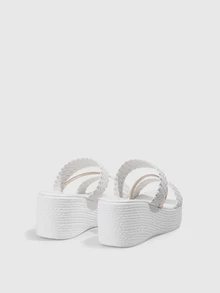 DareSee Women High Platform Vintage Rope Fisherman Wedge Heel Thick Sole Sandals,Spring Summer Outfits Back To School - White - View 5