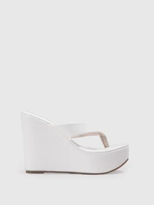 DareSee Women's Thick Sole Wedge Heel Strap Sandals, Plus Size, Beach Outdoor Wear Halloween - White - View 3